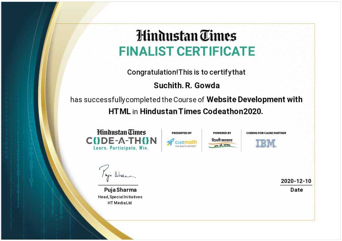 Hindustan Times Codeathon 2020